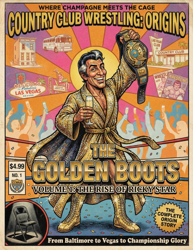 Country Club Wrestling: Origins — The Golden Boots, Vol. 1: The Rise of Ricky Star — cover art