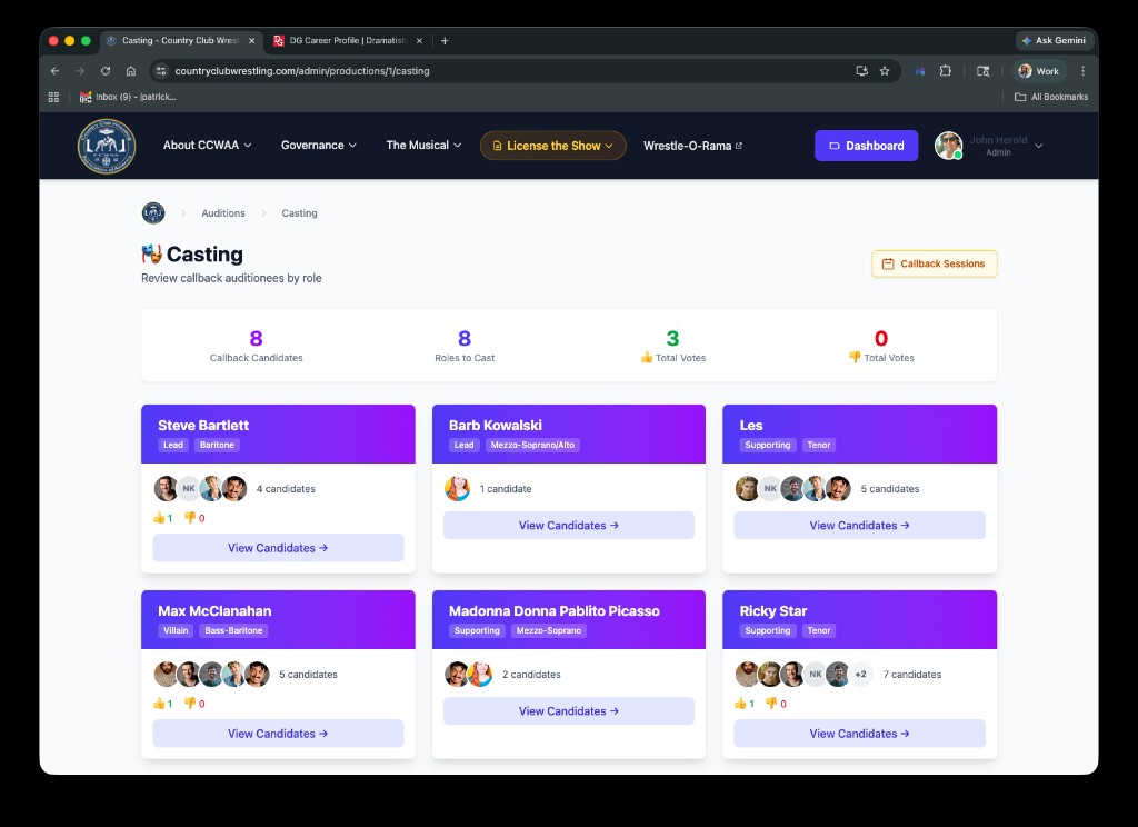 Role-by-role casting board