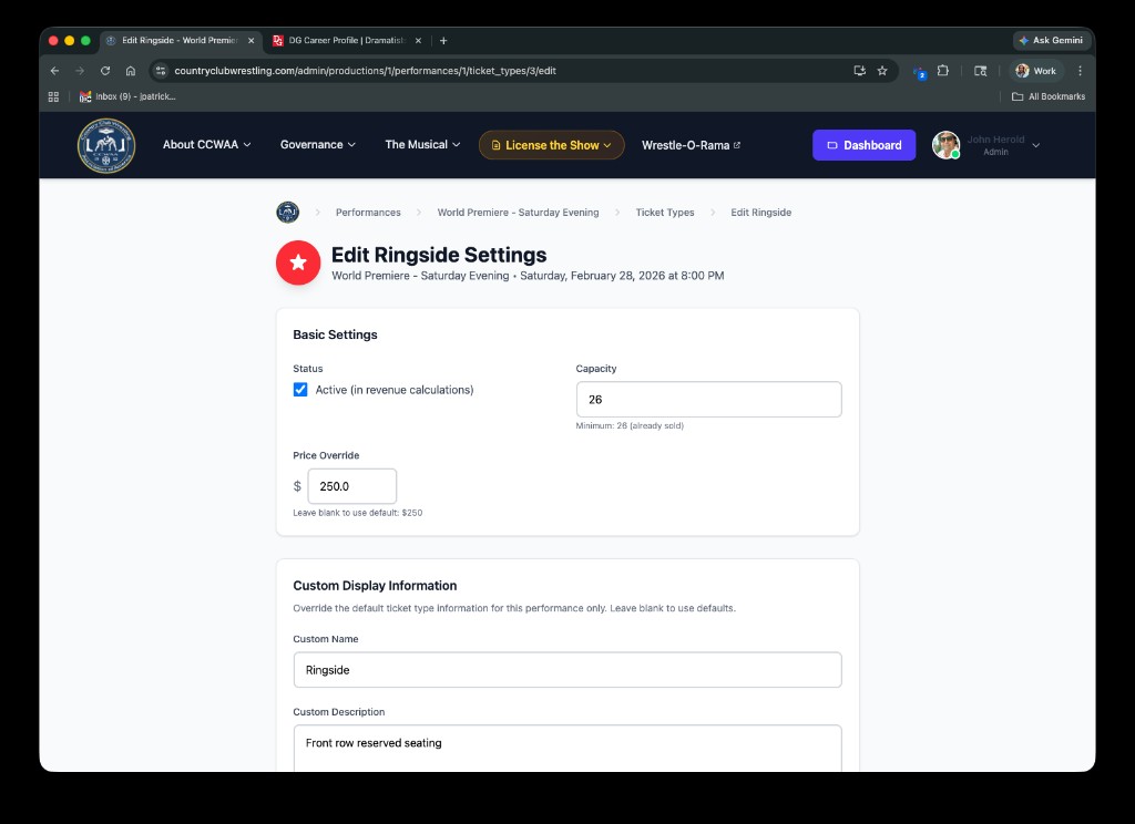 Edit any ticket type in 30 seconds